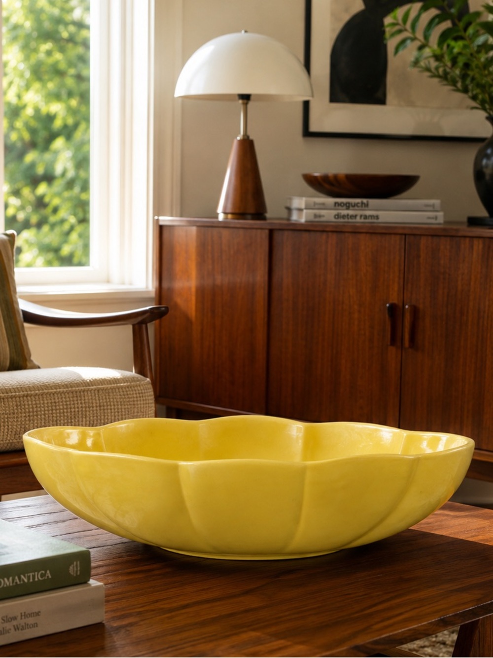 Vintage Haeger Yellow Scalloped Ceramic 13” Planter Bowl | No. 3905 | MCM